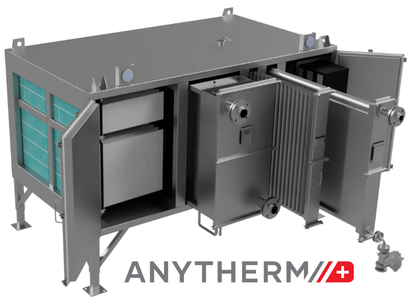 Custom air handling unit for spray drying with extractable heat exchanger elements