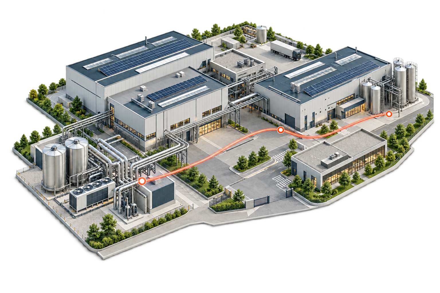Illustrative industrial site showing a whole-site perspective on energy efficiency