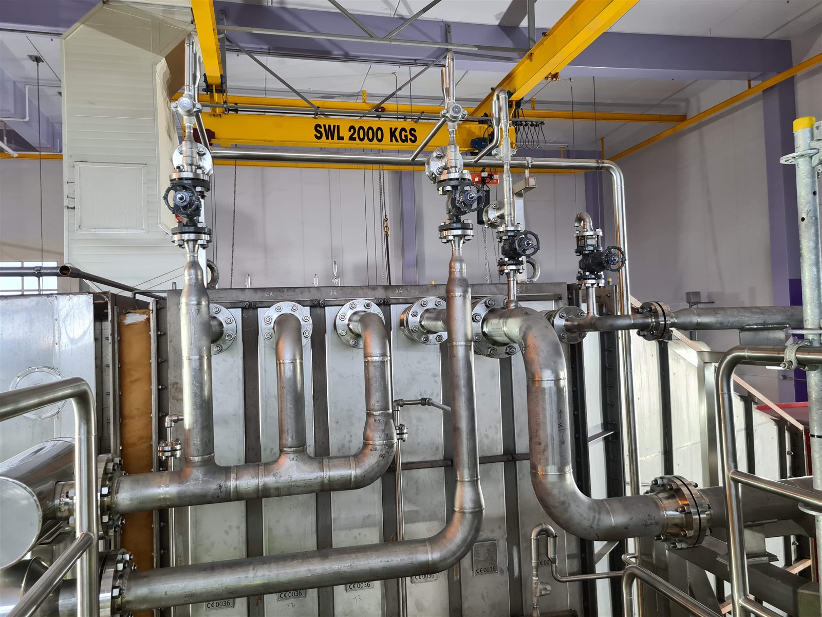 Steam pipework connected to the replacement heat exchanger stages of a main air heater in New Zealand