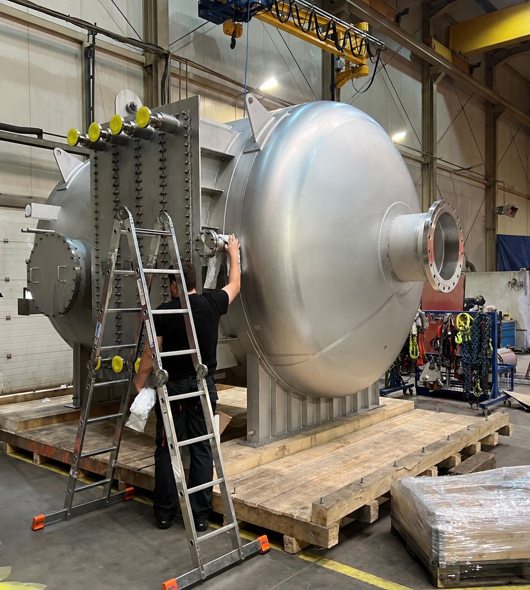 Industrial air preheater for mining chemicals production during factory assembly